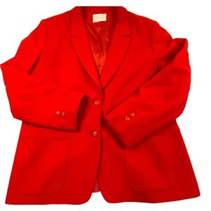 Pendleton VINTAGE Red Wool Satin Lined Made in USA Blazer Jacket Women's Size M‎